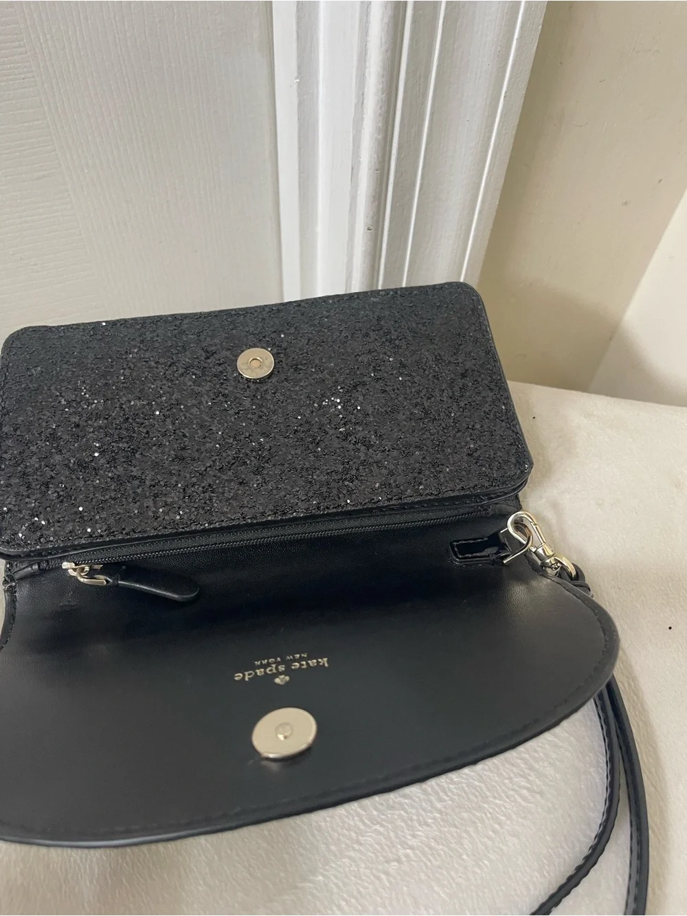 kate spade Black Glitter Wristlet Clutch